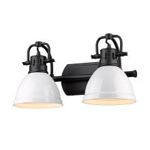 Golden 3602-BA2 BLK-WH - Yep by Golden Lighting Duncan 2-light Vanity in Matte Black and White shade